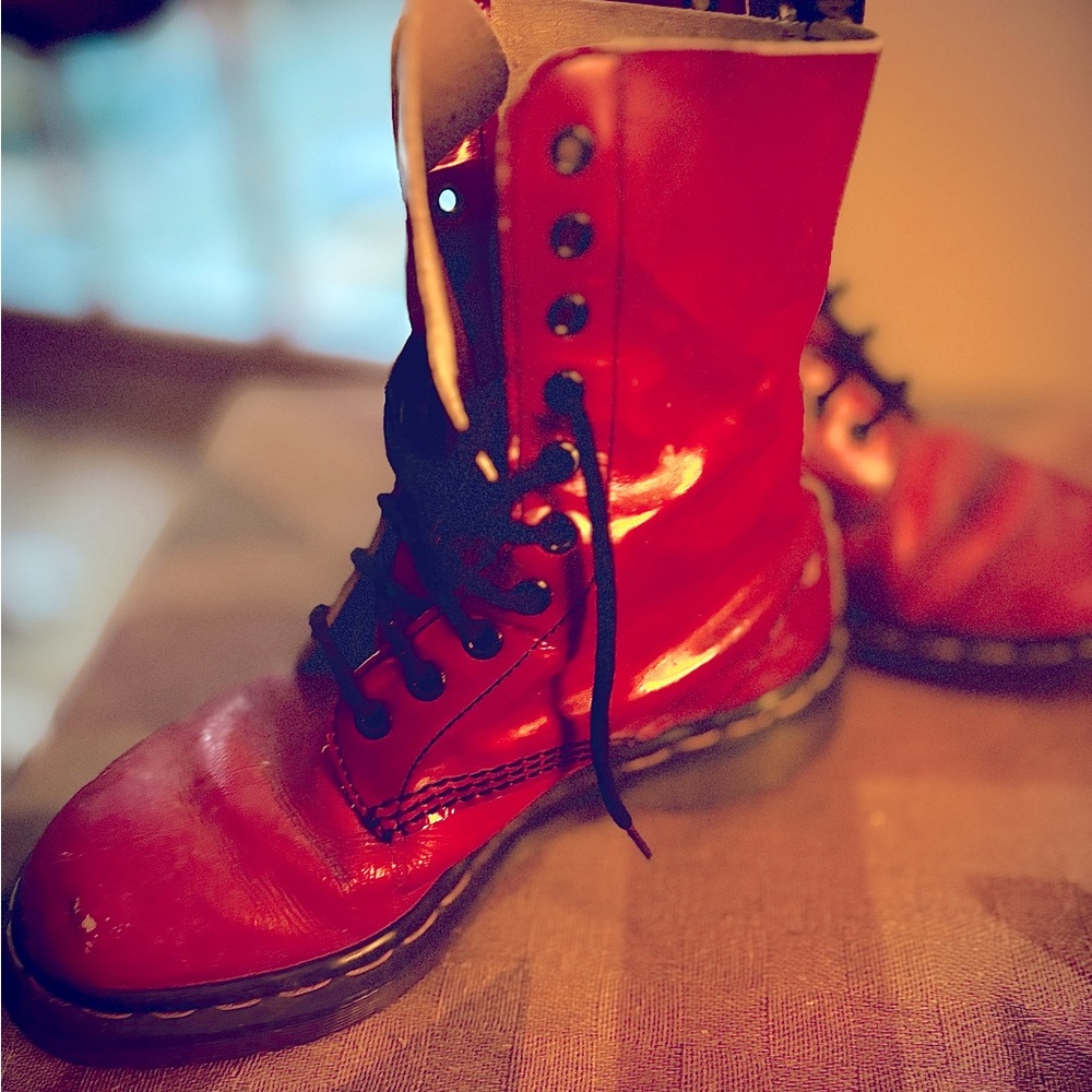 Vintage Red Patent Leather Doc Martins from Scotland